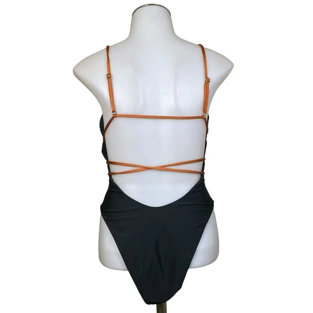 Camila Coelho Angelo One Piece in Black & Camel